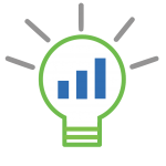 Lifecycle Insights lightbulb logo with a bar graph as the filament in the lightbulb