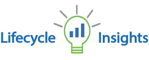 lifecycle insights logo with lightbulb having bar graph as filament