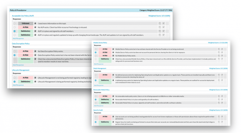 screenshot of policy assessment from lifecycle insights