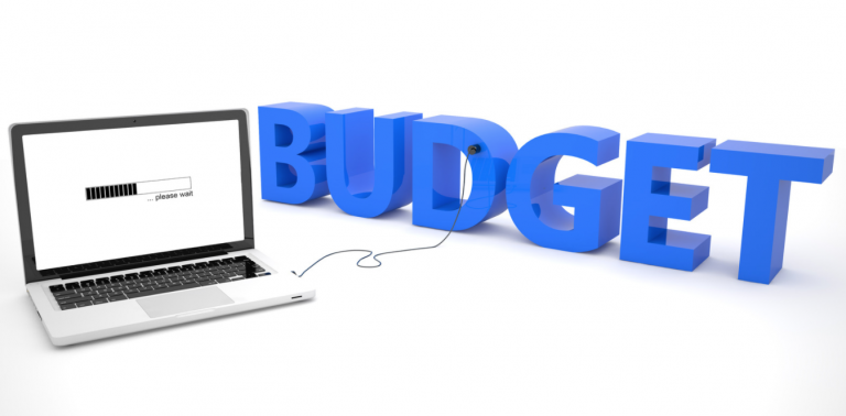 image says budget next to computer